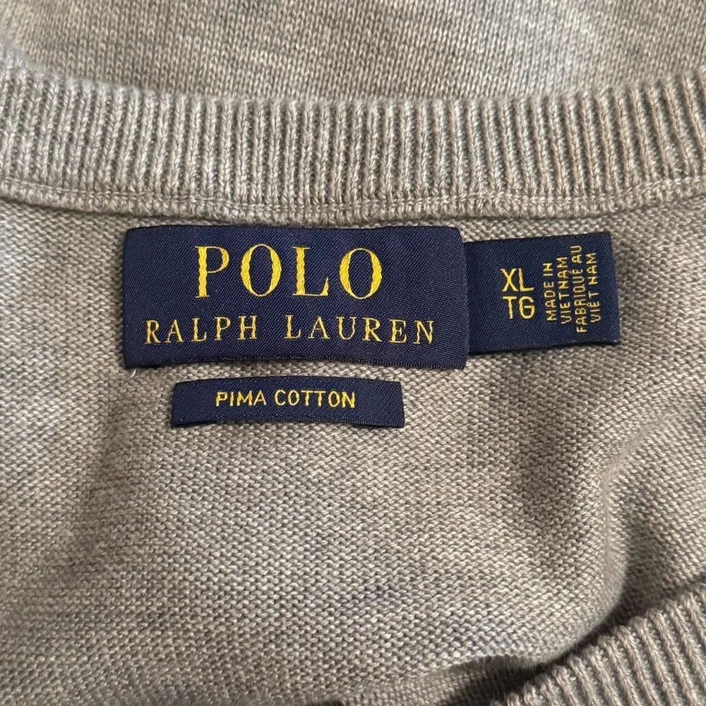 Polo Ralph Lauren Mens Size XL Gray V-Neck Knitted Pima Cotton Sweater Gray Pony - Picture 3 of 8